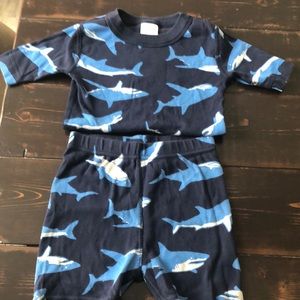 Hanna Andersson Shark pajama set with shorts. Size 6-7